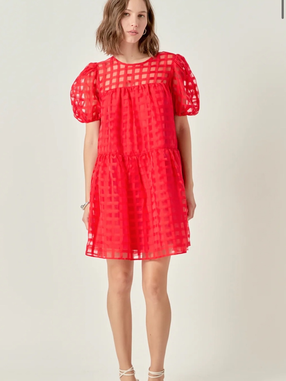 English Factory Red Checker Pattern Dress M